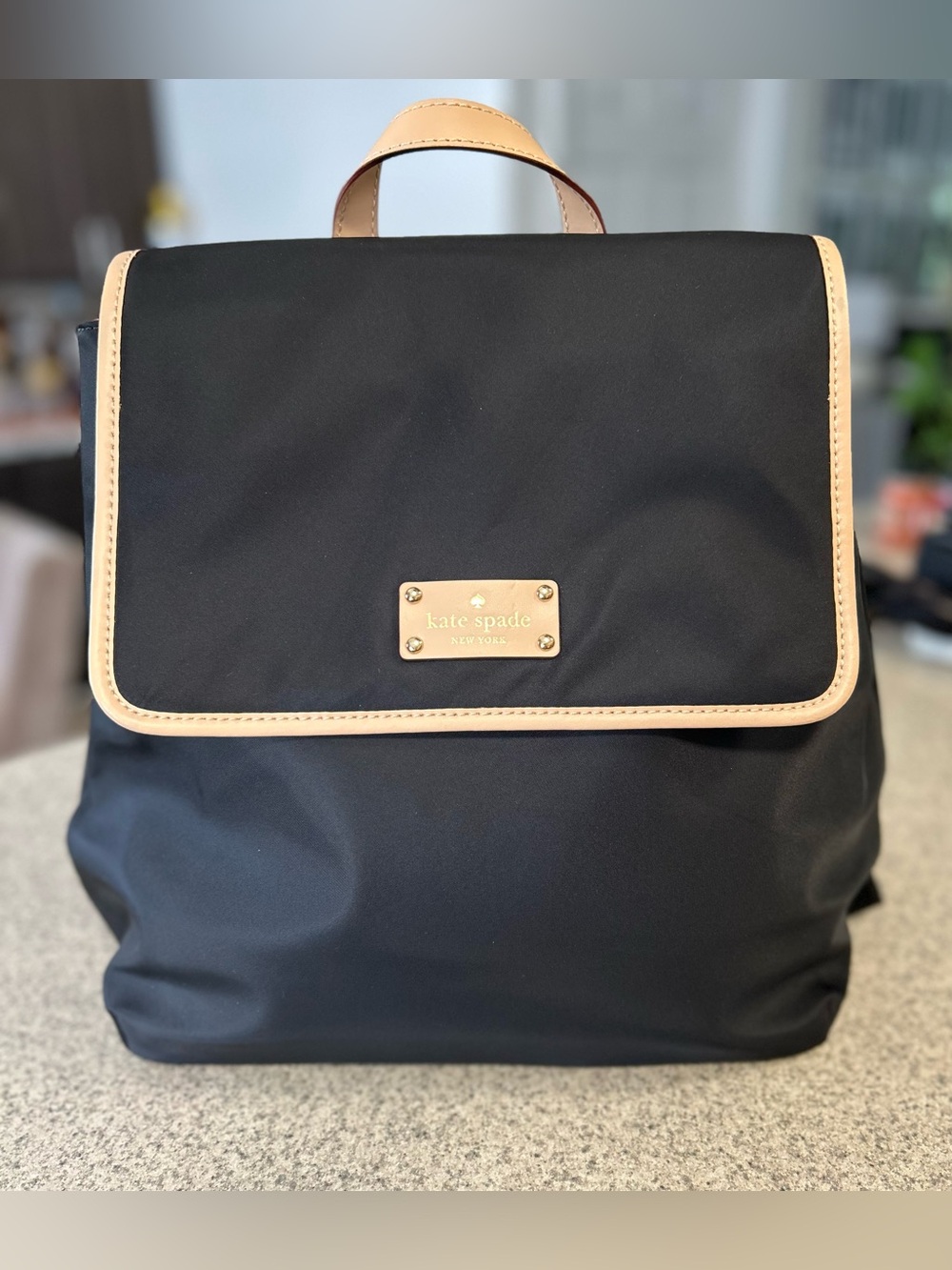 KATE SPADE Black Kennedy Park Nylon & Leather Backpack